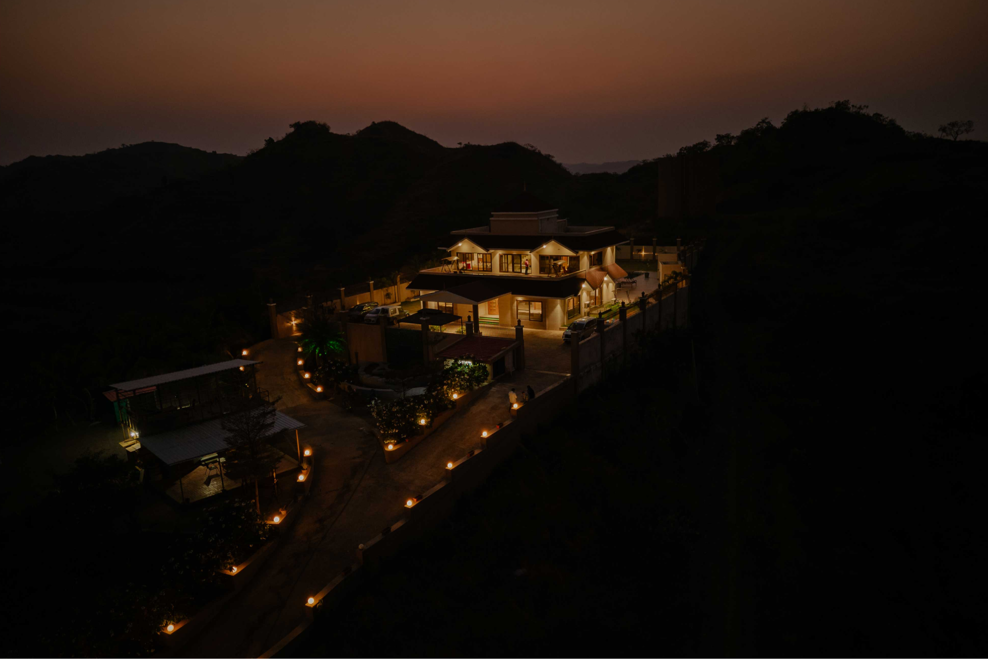 Night View of Gaj Kesri Villa in Gir